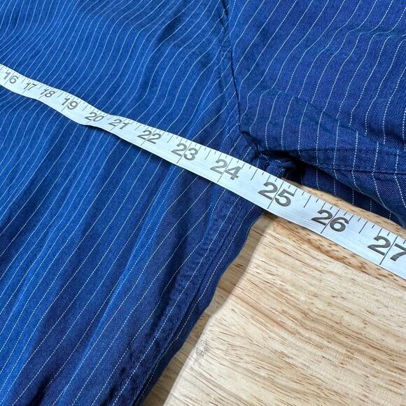 Scotch & Soda NWT Indigo Tencel Striped Men's Button Up Shirt Size XXL Soft Cozy - Picture 11 of 12